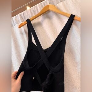 Aritzia Wilfred tie back tank top in black.